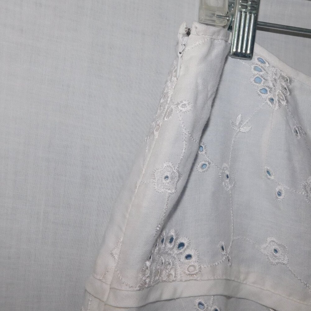 Anne Carson White Linen Eyelet Lined Midi A line Skirt Womens 12 - Picture 10 of 10